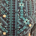 Blue Western Button Down Shirt With Geometric Pattern