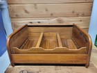 Vtg Teak Wood Tambour Sliding Roll Top Box 3 Section Eid 14  X 11 5  X 6 