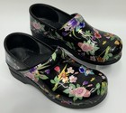 Dansko 41 Clog Nurse Shoes Professional Floral Slip On Black Metallic Us 10 5-11