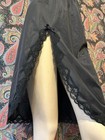 Vintage Usa Black Lacy Silky Nylon Slit Half Slip Lingerie Small