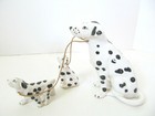 Vtg Spotted Dalmatian Dog Black White W  2 Puppies Set G Nov Co Japan Ceramic H1