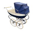 Vintage Pedigree Coach-built Pram     Classic Navy   Cream Baby Carriage 1950 s