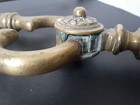 Vintage Heavy Iron Brass Fireplace Tools 2 Pieces tongs poker