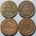 1876 1895 1919 1940 Peru Dos 2 Centavos Type Set Radiant Sun 4 Coins  25050501r 