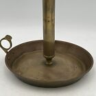 Vintage 12  Large Brass Candlestick Holder With Thumb Rest Handle And Drip Tray