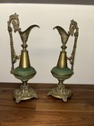 Pair Antique Brass Garniture Ewers Urns 