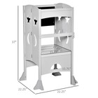 Kids Kitchen Step Stool Ladder Folding Toddler Tower W  Chalkboard  Grey