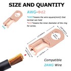 10pcs Pure Copper Lug Ring Terminals Battery Wire Welding Cable 2 Awg 3 8  Stud