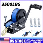 3500lbs Heavy Duty Boat Trailer Winch With 32ft Strap   portable Hand Crank Winch