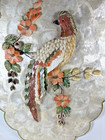 Vintage Capiz Shell Scalloped Seashell Wall Art Bird Flowers Brass Trim 18   x12   
