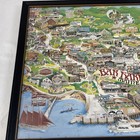 Framed 1990 Vintage Bar Harbor Maine Pictorial Cartoon Map Poster Sharon Riley