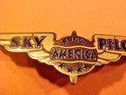 1930s Metal Sky Pilot Serve America Wings Pin  Pinback Premium Collectible Badge