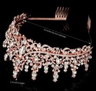 Rose Gold Tiara Crown For Women Crystal Queen Rhinestone Princess  Wedding Gift