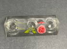 Vintage Lucite Lipstick Holder 3 Slot Reverse Carved Pink Rose 4 