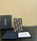 Do Oblique Passport Holder Canvas Leather Beige Black Travel Wallet