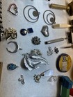 Vintage Junk Drawer Lot Jewelry Knife Ephemera Advertisement Pins Gold Plated   