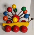Vintage Kouvalias Wooden Banana Caterpillar Pull Toy Greece Atomic Mcm As Is
