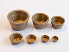 19c Britain Bronze Apothecary Pharmaceutical Nesting Cups Scale Weight Complete