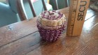 Antique Miniature Sweetgrass   Splint Basket  2   Purple  Curled  Lid  Primitive