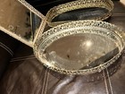 Lot Of 3 Vintage Filigree Silver Vanity Mirror Trays Rectangle   Ovals