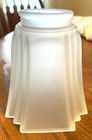 Vintage Retro Art Deco Frosted Glass Light Lamp Shade Ribbed Flared 2    Fitter
