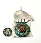 Sterling Silver Southwest Pendant Turquoise Bear Handmade Vintage Native Tribal