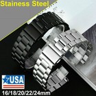 Us 18 20 22mm Stainless Steel Watch Band Universal Metal Wrist Strap Bracelet