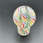 Contemporary Handmade Art Glass Marble 1 39  Unique Color Swirls  Matching Stand