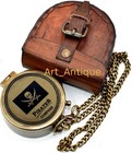 Pirates Brass Compass With Leather Case   Chain Vintage Nautical Gift Decor