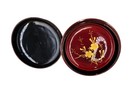 Vintage Japanese Lacquerware Coasters  5  With Round Box Red Gold Black Euc