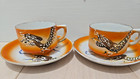 Set Of 6 Made In Occupied Japan Orange Dragonware Mini Tea Cup  saucer Sets