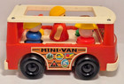 Vintage Fisher Price Little People Mini Van Fp-141 Orange Toy Bus 4 Figure Set