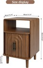 Nightstand Set Of 2  Small Bedside Table With Door  Fluted Side Table