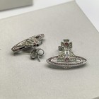 Pre-owned Vivienne Westwood Stud Earrings Pierce Orb Rhinestone Pave No Box