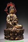 11 8  old Tibet Tibetan Bronze Gilt Guanyin Kwan-yin Bodhisattva Buddha Statue