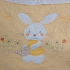 Vintage Handmade Baby Nursery Pillow Sham Cover Yellow Quilted Embroidered Bunny
