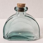 Vintage Green Glass Flask Decanter Flat Bottle Apothecary Style Cork Stopper