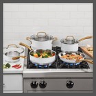 Cuisinart 8pc Stainless Steel Cookware Set 500f Matte White Brushed Gold Pans