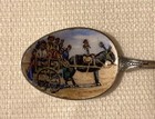 Antique 800 Silver   Enamel Souvenir Spoon Sicily Donkey Cart 3 Legged Triskeles