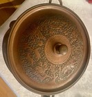 Vintage Hammered Copper Chafing Dish   Lid  stand  Warmer