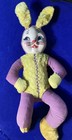 Vintage Kneeling Bunny Rabbit Doll Stuffed Animal Toy Celluloid Face 21   