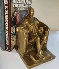2 Bookends Featuring Abraham Lincoln Sitting Bronze Color Painted Chalkware