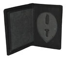 Police Id Badge Holder Shield Badge Bifold New Black Genuine Leather