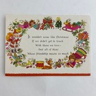 Vintage Mid Century Christmas Greeting Card Gold Glitter Santa Claus Reindeer