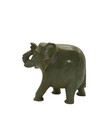 Carved Stone Elephant Figurine Green Trunk Up Lucky
