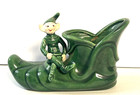 Treasure Craft Small Planter Green Pixie Elf Sprite Boot Shoe 1960s 5  X 4 