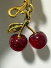 New Coach Red Cherry Apple Bag Charm Keychain Resin Metal Brass Purse Decoration
