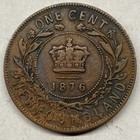 Newfoundland 1876-h 1 Cent Coin First - Very Fine