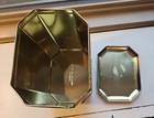 Floral Tin Container Black Gold Multicolored Flowers 70s Vintage Made In England