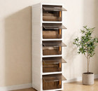 5-tier Storage Cabinet Square Organizer Box Side Opening Door Desktop Unit White
